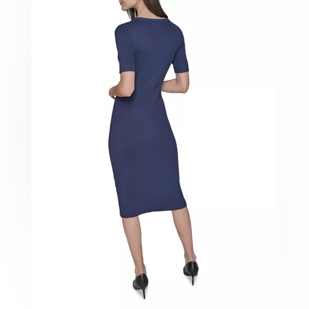 NWT Karl Lagerfeld Button‎ Trim Sweater Dress, Large - Picture 3 of 11